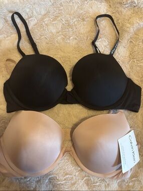 Calvin Klein Black and Nude Seamless T-Shirt Bra Pair